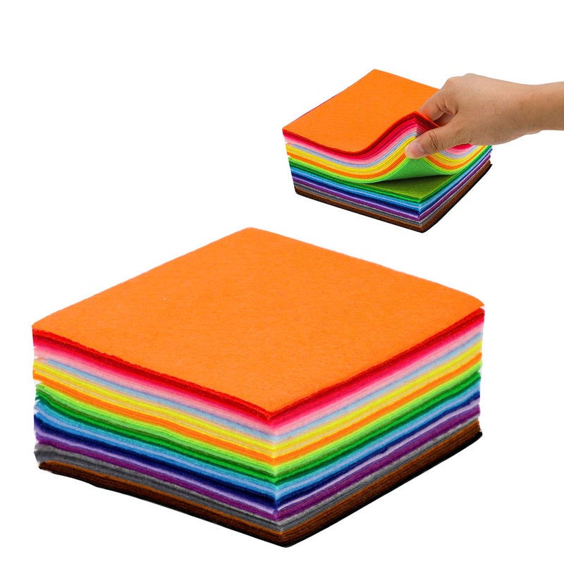 Konsait 50 Pieces Craft Felt Fabric Sheets 6 x 6 Inches with 1mm Thickness Assorted Color Stiff Sewing Material Squares Nonwoven Patchwork Sewing DIY Craft - Image 4